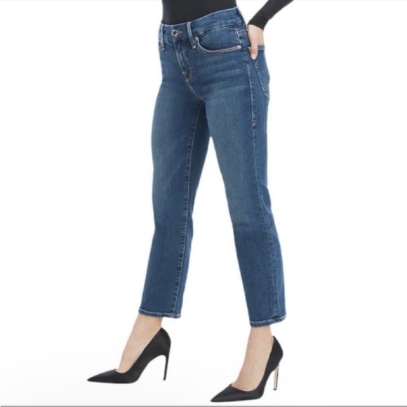 Good American Women's Good Petite Straight Mid Rise Jeans Size 15 / 33 Blue - Picture 13 of 15